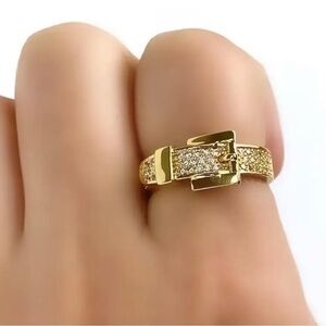 Inner Harmoni 18K Gold Plated Elegant Confidence Gold Buckle Ring